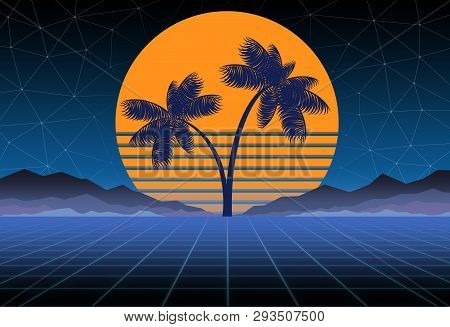 Poster: Glowing Neon Synthwave And Retrowave