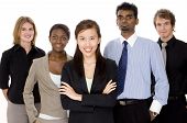 stock photo of business people  - five people make up a diverse business team - JPG 