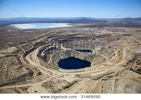 Picture or Photo of Aerial view of Open Pit Copper Mine near Green Valley Arizona