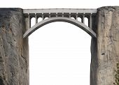 image of bridge  - Bridge spanning two vertical cliffs on a white background - JPG 