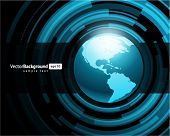 pic of globe  - Abstract technology circles with globe vector background - JPG 