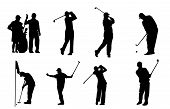 foto of golf  - people playing golf silhouettes in vector format - JPG 