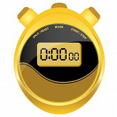 foto of clockface  - Digital stopwatch in modern oval style set in a gold case with a black and brown clock face - JPG 