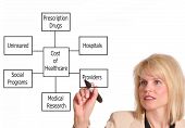 picture of health  - Female executive drawing health care diagram on a whiteboard - JPG 