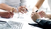 picture of business concept  - Close up of working process at business meeting - JPG 