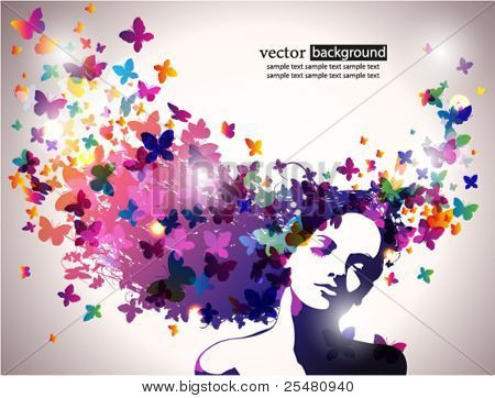 Picture or Photo of Woman with butterfly.