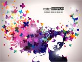 picture of woman  - Woman with butterfly - JPG 