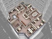 picture of buildings  - Interior of office building look downwards - JPG 