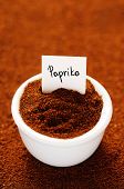 image of food  - Ground paprika in a white ceramic bowl - JPG 