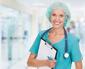 picture of medical doctors  - Medical doctor woman in the office - JPG 
