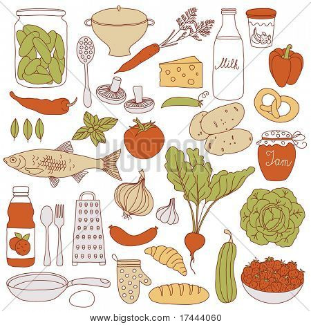 Picture or Photo of Set of food, vector illustration