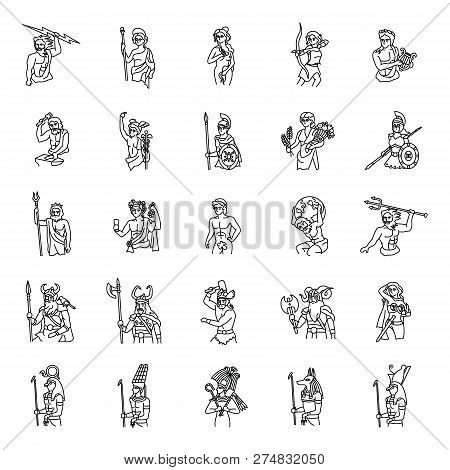 Poster: 25 Ancient Gods Outlines Vector