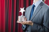 image of businessmen  - Businessman awarded with star award - JPG 