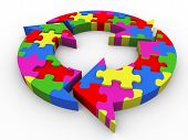 foto of puzzle  - 3d render of circular flowchart made of puzzle pieces - JPG 