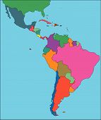 foto of map  - Latin America Regional Map with individual Countries - JPG 