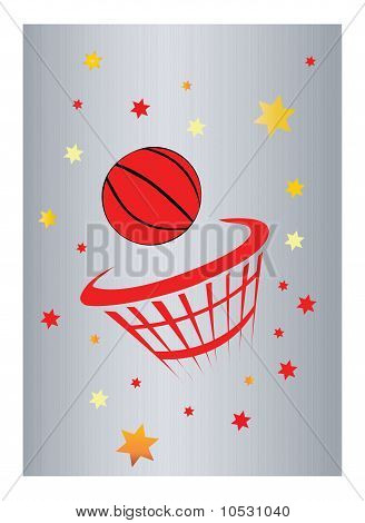 Picture or Photo of A basketball and net with silver background