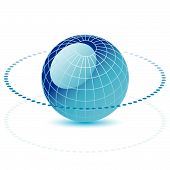 picture of globe  - Blue vector globe with a dotted line around it - JPG 
