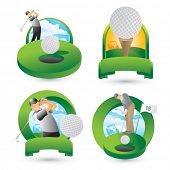 stock photo of golf  - Golfers swinging - JPG 