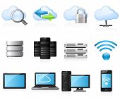 stock photo of computer  - Cloud computing and computer network icon set - JPG 
