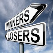 picture of competition  - winner loser winning or loosing team winners and losers in every game and sport competition - JPG 