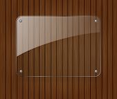 image of illustration  - Glass banner on wooden background - JPG 
