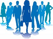 picture of business people  - a small group of business people in blue silhouettes - JPG 