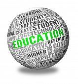 foto of education  - Education and learning concept words in tag cloud on 3d sphere - JPG 