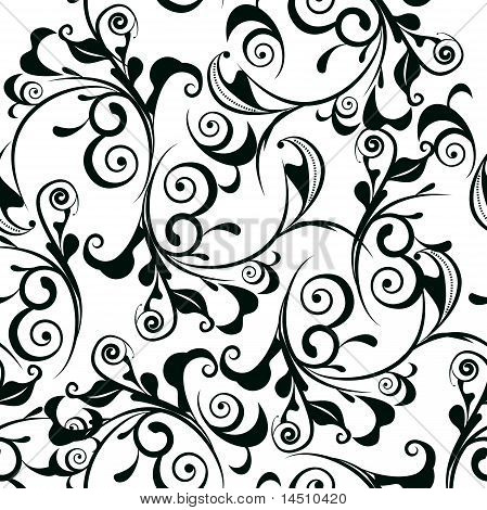 Picture or Photo of Classic baroque decorative seamless vector black-and-white texture