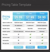 picture of currency  - Vector pricing table template - JPG 