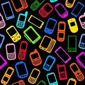 foto of device  - Seamless Pattern made with Mobile Devices on Black Background - JPG 