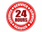 picture of hours  - Red label with the text 24 hour service written inside vector illustration - JPG 