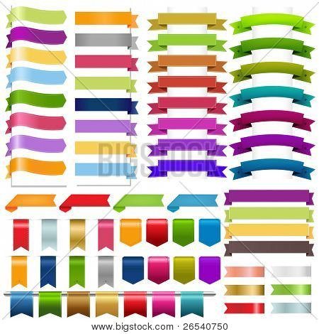 Picture or Photo of Ribbons Big Set, Isolated On White Background, Vector Illustration