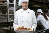 picture of restaurant  - Portrait of a male chef in the restaurant - JPG 