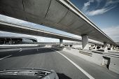 stock photo of bridge  - Driving under overpass road bridges - JPG 