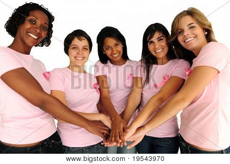 Picture or Photo of Diverse women united with breast cancer awareness ribbon