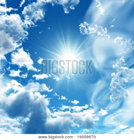 Picture or Photo of Blue sky with white clouds - digital artwork.