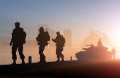 picture of group  - A group of soldiers against the dawn - JPG 