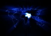 pic of map  - World map with the Middle East glowing with black background - JPG 