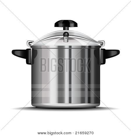 Picture or Photo of Pressure cooker for cooking over white background