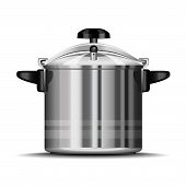 pic of pressure  - Pressure cooker for cooking over white background - JPG 