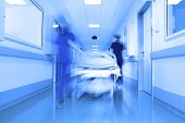 picture of medical doctors  - Bed in a modern clinic corridor medical - JPG 