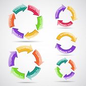 stock photo of teamwork  - Vector isolated 3d multi colored circled arrows - JPG 