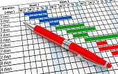 pic of render  - 3d render of pen and project gantt progress chart sheet - JPG 