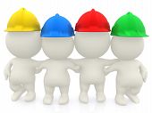 stock photo of construction worker  - Group of 3D construction workers isolated over a white background - JPG 