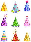 image of hat  - Vector colorful set of nine party hats - JPG 
