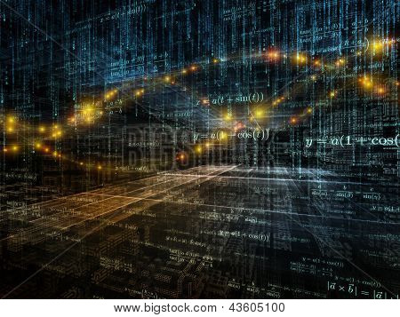 Picture or Photo of Mathematical Formula series. Abstract design made of mathematical formulas and design elements in perspective on the subject of business science education and technology