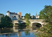 pic of bridge  - The river Gave de Pau is crossed by an ancient bridge with arches - JPG 
