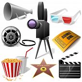 stock photo of symbols  - Cinema symbols vector set isolated on white - JPG 