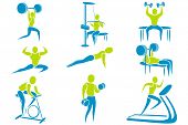 pic of fitness  - illustration of set of icon showing different gym activity - JPG 