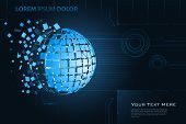stock photo of world  - illustration of breaking earth on abstract technological background - JPG 